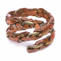 Тибетское кольцо с плетением из двух металлов